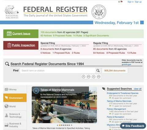 Federal Register website